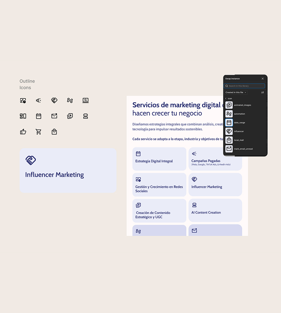 Sistema visual y design system para plataforma digital escalable